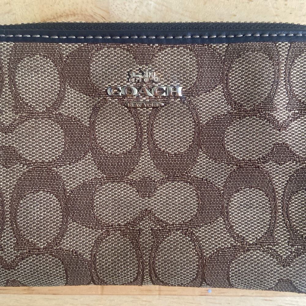 Coach Signature Brown and Tan Pouch